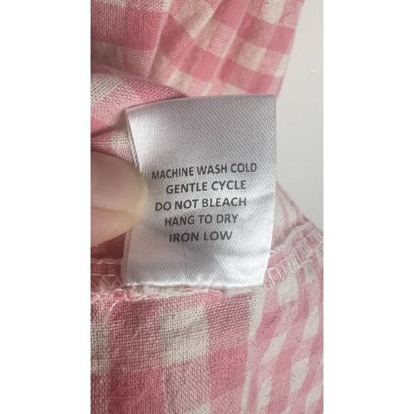 Karlie Gingham Poplin Tiered Ruffled Babydoll Dress Smocked Mock Neck Flutter S - Picture 8 of 10